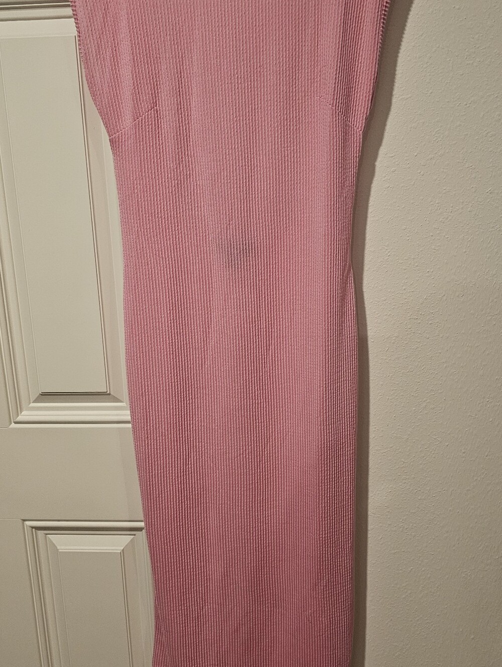 Love Backless Ribbed Pink Midi Dress
